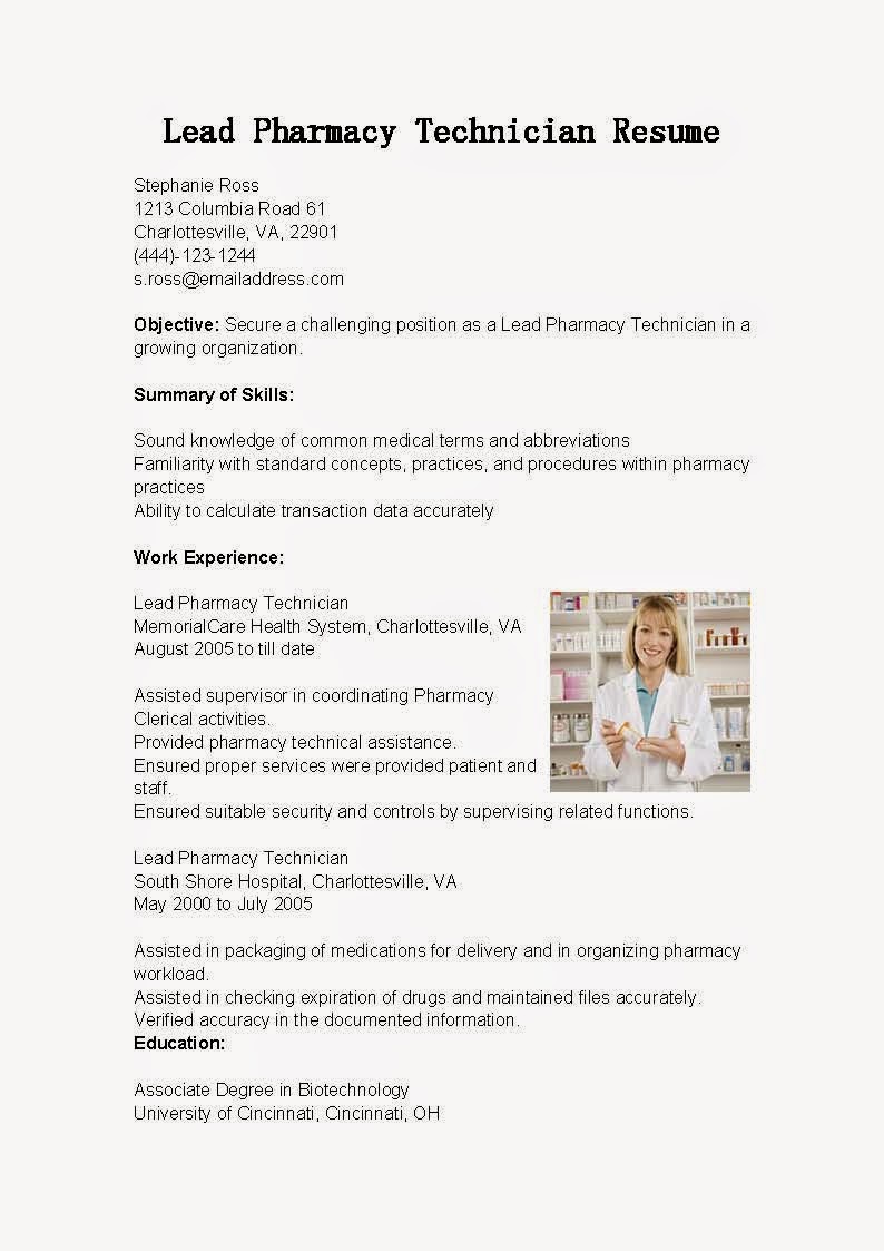 Example of pharmacy tech resume